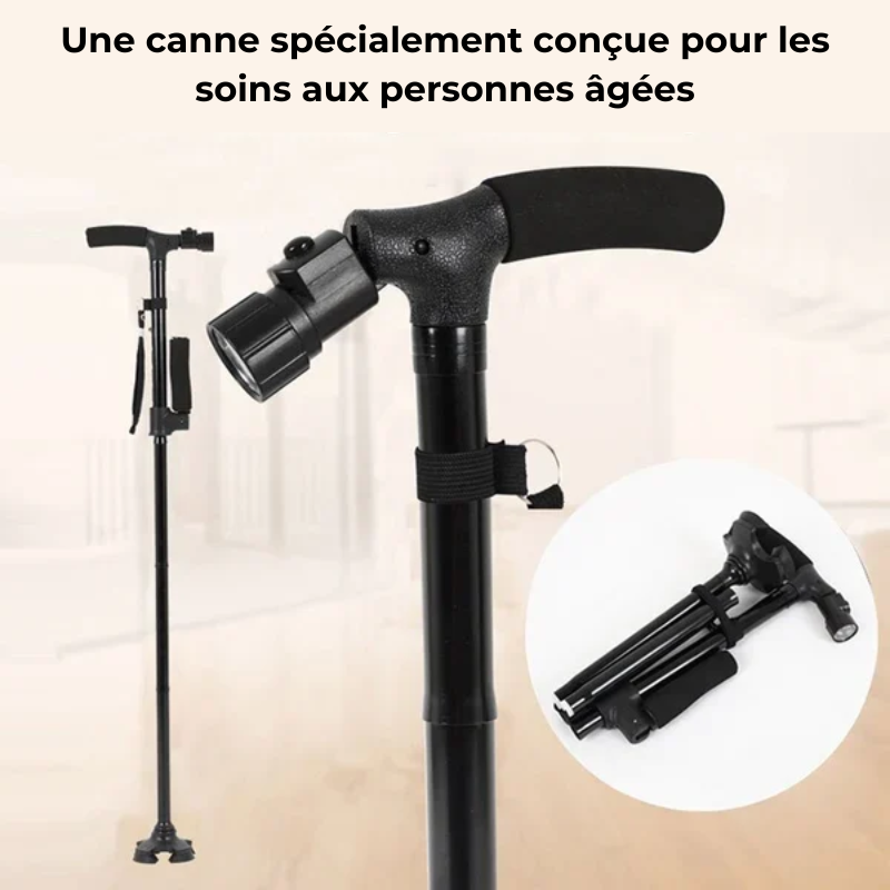 Rottachic™ - Alliage d'aluminium avec lumière LED bâton de marche pliable antidérapant